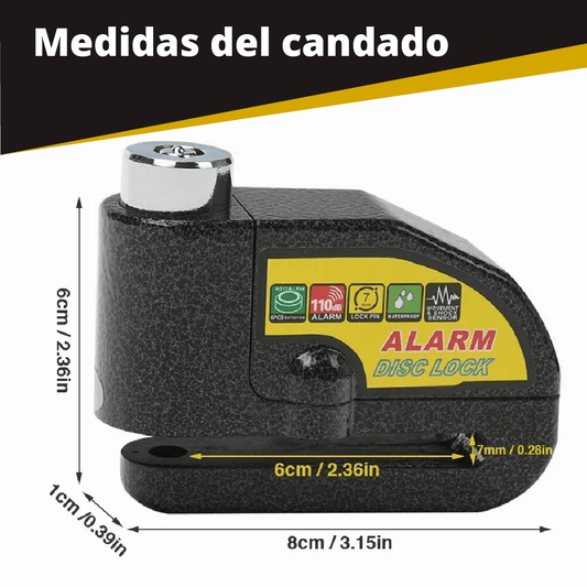 CANDADO DISCO CON ALARMA PARA MOTO O BIC